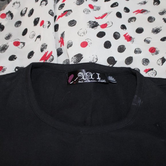 Forever 21 Women's Dress Polka Dot Short Sleeve Puffy  Black Beige Red Small - Picture 8 of 8